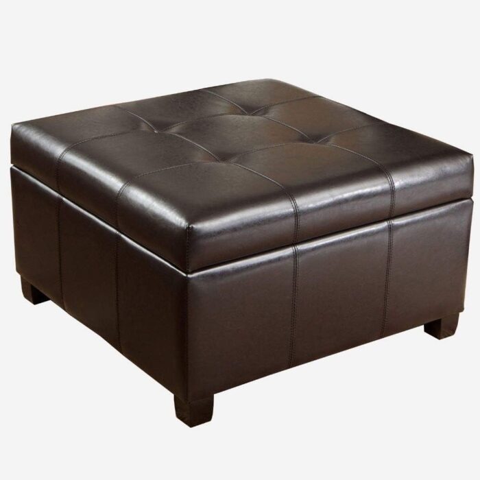 Large Storage Ottoman with Bonded Leather, Espresso – Durable Knight Home Richmond f Leather Storage Ottoman 31"D x 31"W x 18.5"H