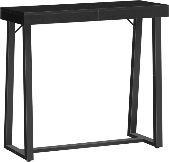 Modern Black Entryway Console Table with Metal Frame – Sleek Small Hallway Foyer Table for Stylish Storage and Decor