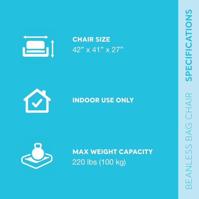 Beanless Inflatable Lounge Chair in Grey – Durable Vinyl Corduroy Textured Flocking, Perfect for Relaxing, Reading, and Compact Storage, 42"D x 41"W x 27"H