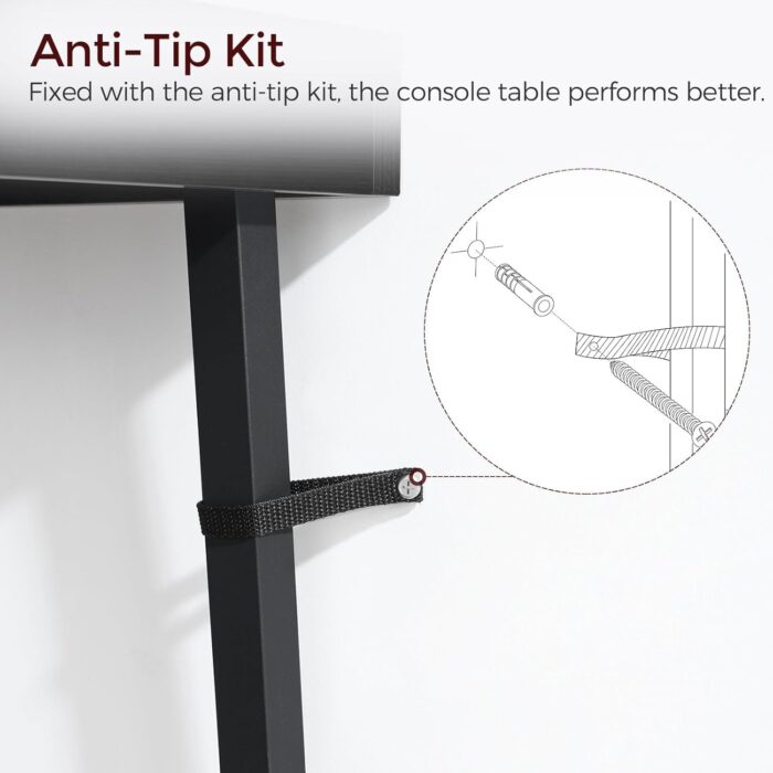 Modern Black Entryway Console Table with Metal Frame – Sleek Small Hallway Foyer Table for Stylish Storage and Decor