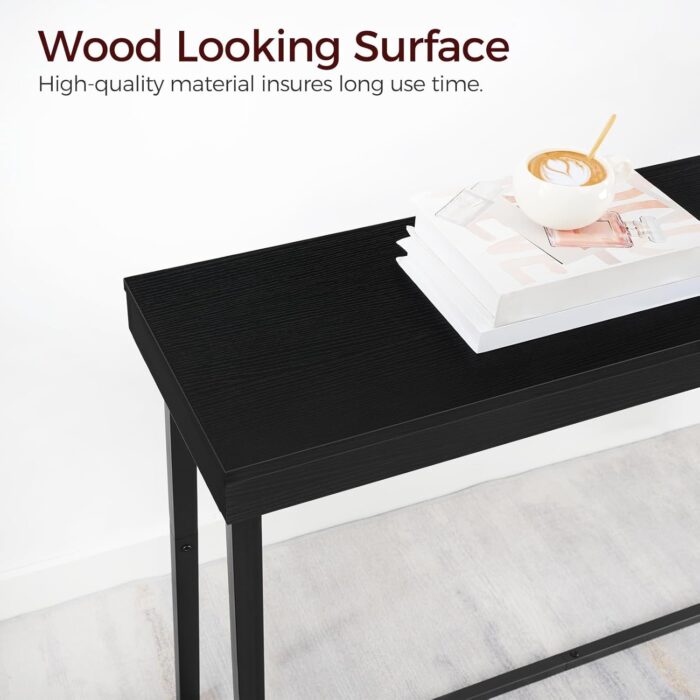 Modern Black Entryway Console Table with Metal Frame – Sleek Small Hallway Foyer Table for Stylish Storage and Decor