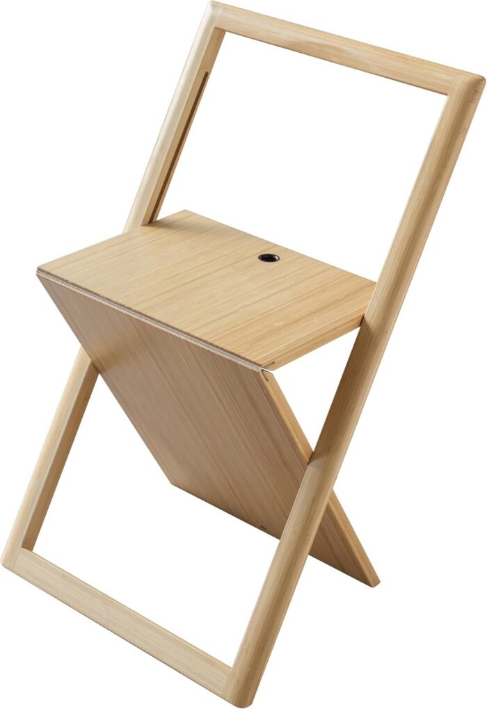 Folding Chair, Natural Bamboo Material, Space-Saving Lightweight Chair for Small Apartment and Office, Stackable & Portable with Ergonomic Backrest