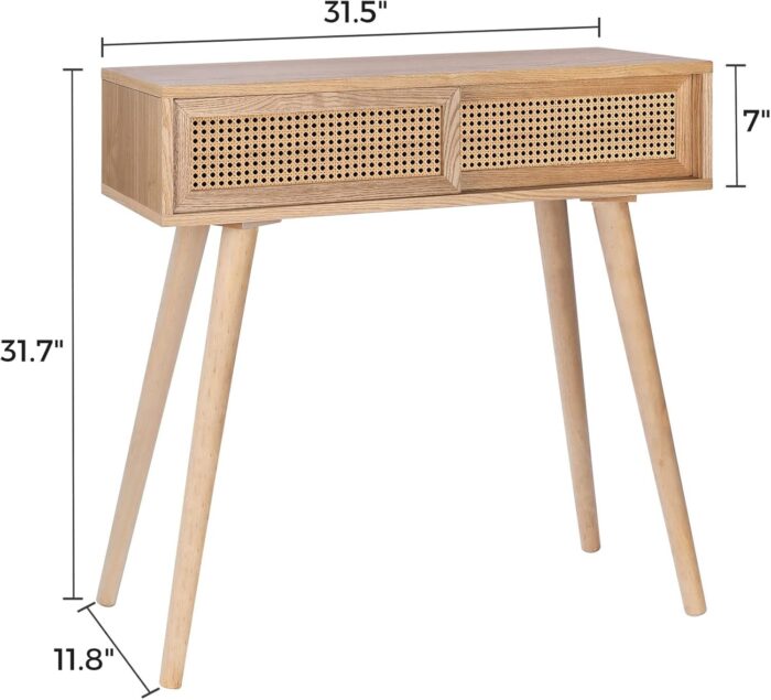 Boho Rattan Console Table – Stylish 31" Small Entryway Table with Storage, Perfect for Living Room or Hallway Decor