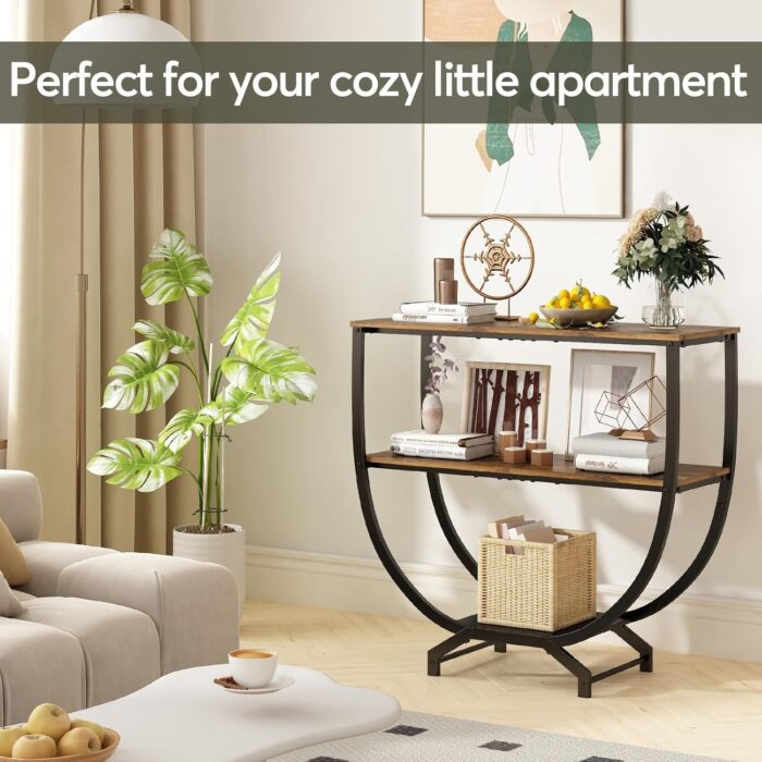 3 Tier Industrial Console Table - 30" Height Entryway Table, Sofa Table Behind Couch Table for Stylish Home Organization