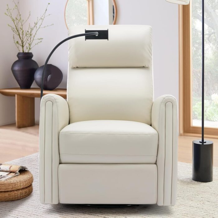 Power Recliner Chair Swivel Glider Rocker – Premium Leather, USB Ports, 300 lbs Capacity