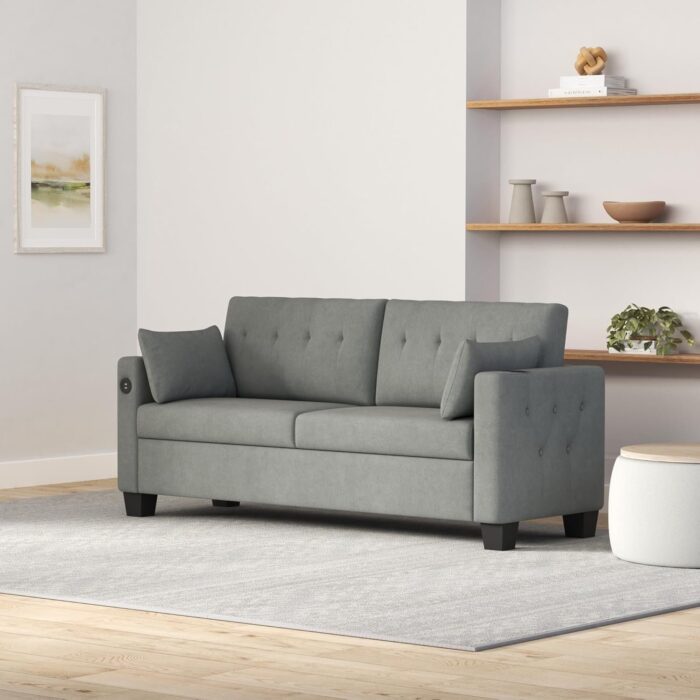 Pull Out Sofa Bed - Full, Queen Size Sleeper Sofa Convertible Couch Bed with Memory Foam Mattress, USB Charging Ports, Storage & Cup Holders